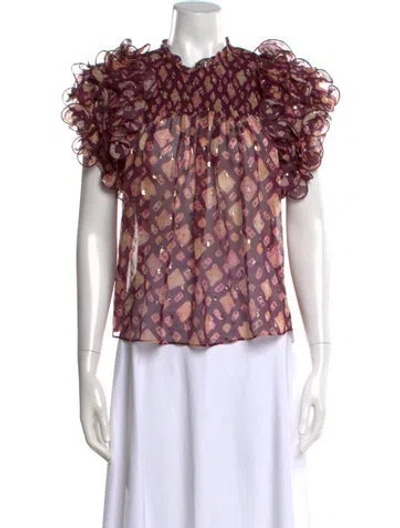 Pre-owned Ulla Johnson Silk Printed Blouse In Purple