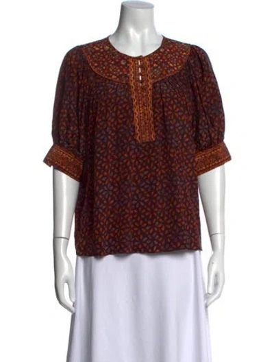 Pre-owned Ulla Johnson Silk Printed Blouse In Purple