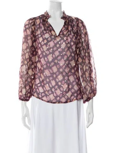 Pre-owned Ulla Johnson Silk Printed Blouse In Purple