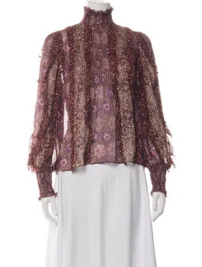 Pre-owned Ulla Johnson Silk Printed Blouse In Purple