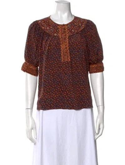 Pre-owned Ulla Johnson Silk Printed Blouse In Purple