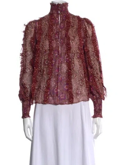 Pre-owned Ulla Johnson Silk Printed Blouse In Purple