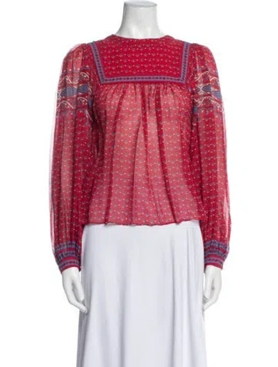 Pre-owned Ulla Johnson Silk Printed Blouse In Red