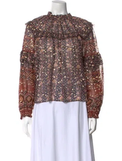 Pre-owned Ulla Johnson Silk Printed Blouse In Red