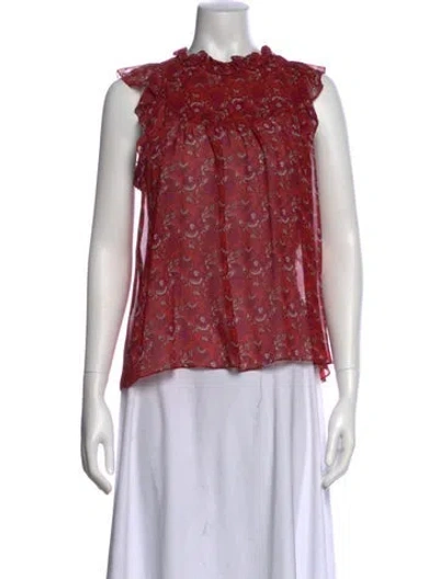 Pre-owned Ulla Johnson Silk Printed Blouse In Red