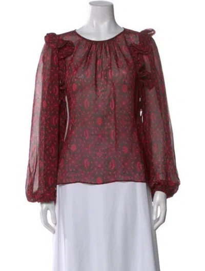 Pre-owned Ulla Johnson Silk Printed Blouse In Red