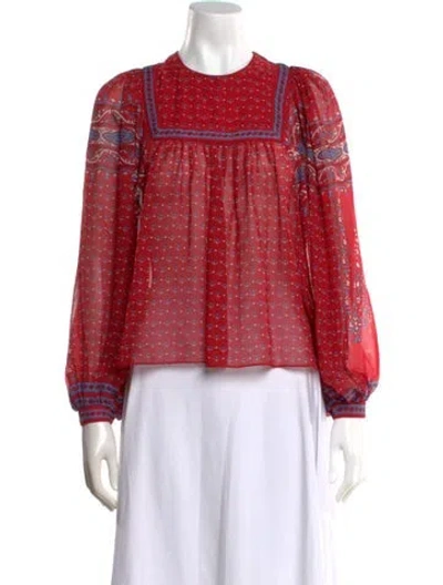 Pre-owned Ulla Johnson Silk Printed Blouse In Red
