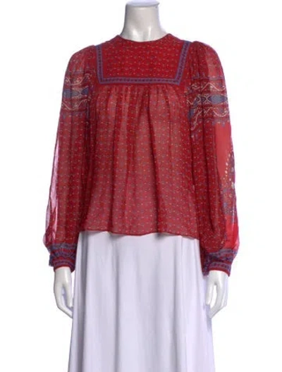 Pre-owned Ulla Johnson Silk Printed Blouse In Red