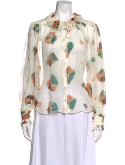 Pre-owned Ulla Johnson Silk Printed Blouse W/ Tags In Neutrals