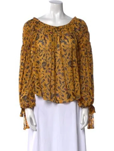 Pre-owned Ulla Johnson Silk Printed Blouse In Yellow