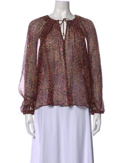 Pre-owned Ulla Johnson Silk Printed Blouse In Yellow
