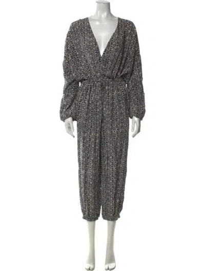 Pre-owned Ulla Johnson Silk Printed Jumpsuit In Grey