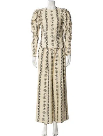 Pre-owned Ulla Johnson Silk Printed Pant Set In Neutral