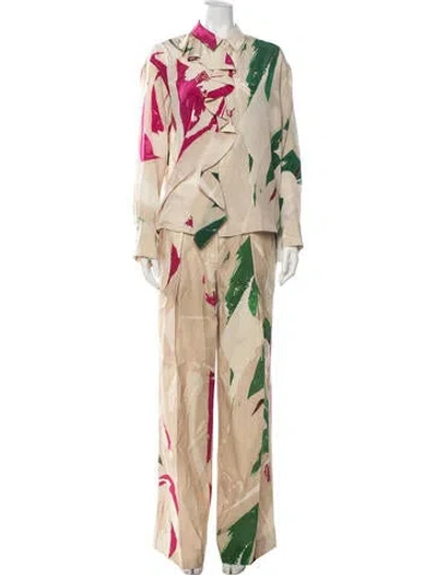 Pre-owned Ulla Johnson Silk Printed Pant Set In Neutrals