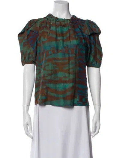 Pre-owned Ulla Johnson Silk Printed Top In Brown