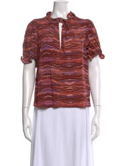 Pre-owned Ulla Johnson Silk Printed Top In Brown