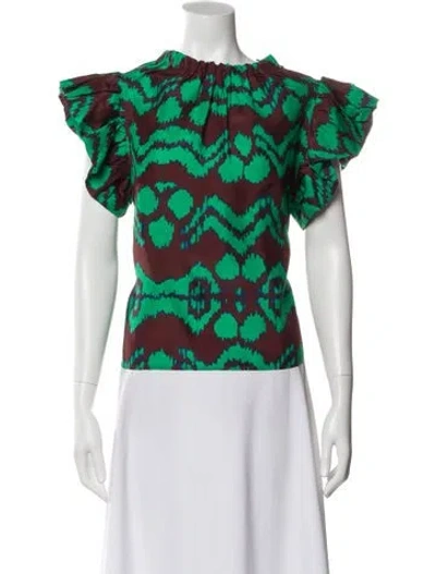 Pre-owned Ulla Johnson Silk Printed Top In Brown