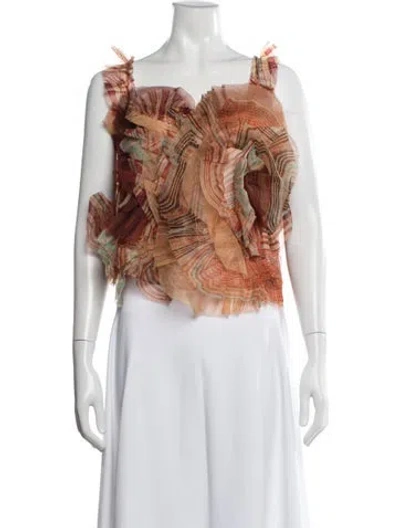 Pre-owned Ulla Johnson Silk Printed Top In Brown