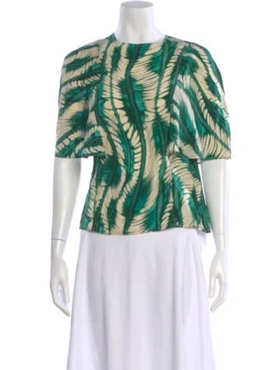 Pre-owned Ulla Johnson Silk Printed Top In Green