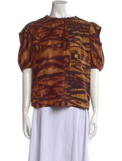 Pre-owned Ulla Johnson Silk Printed Top In Orange