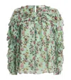 Ulla Johnson Silk Ruffled Willow Blouse In Gray