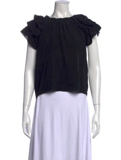 Pre-owned Ulla Johnson Silk Scoop Neck Blouse In Black