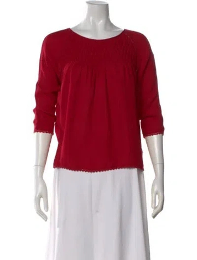 Pre-owned Ulla Johnson Silk Scoop Neck Blouse In Red