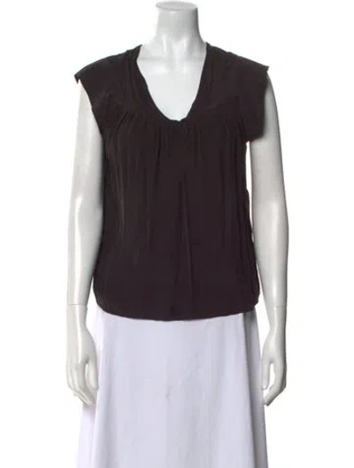 Pre-owned Ulla Johnson Silk Scoop Neck Top In Black