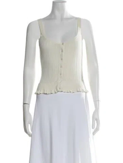 Pre-owned Ulla Johnson Silk Scoop Neck Top In White