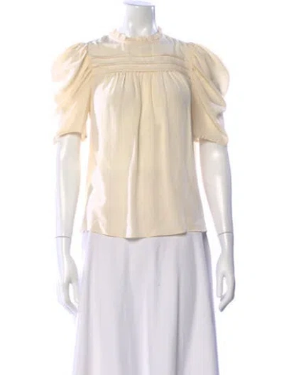Pre-owned Ulla Johnson Silk Short Sleeve Blouse In Neutral
