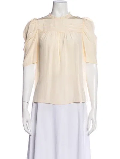 Pre-owned Ulla Johnson Silk Short Sleeve Blouse In Neutral
