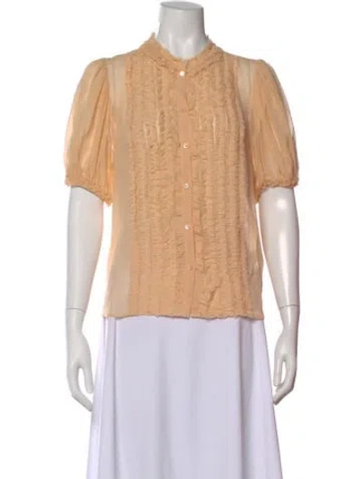 Pre-owned Ulla Johnson Silk Short Sleeve Blouse In Neutral