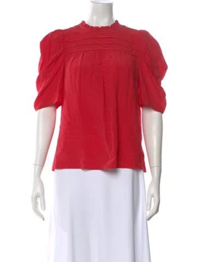 Pre-owned Ulla Johnson Silk Short Sleeve Blouse In Red