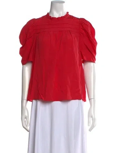 Pre-owned Ulla Johnson Silk Short Sleeve Blouse In Red