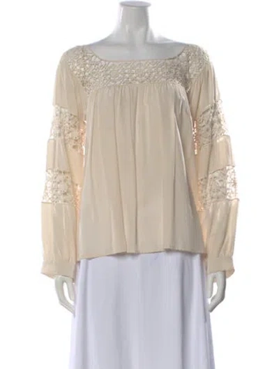 Pre-owned Ulla Johnson Silk Square Neckline Blouse In Brown