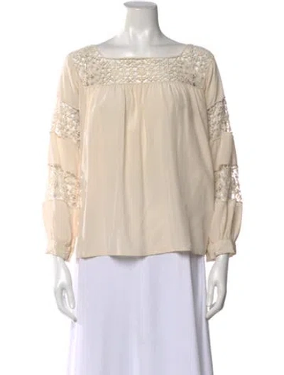 Pre-owned Ulla Johnson Silk Square Neckline Blouse In Neutral