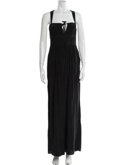 Pre-owned Ulla Johnson Silk Square Neckline Jumpsuit In Black