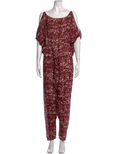 Pre-owned Ulla Johnson Silk Square Neckline Jumpsuit In Red