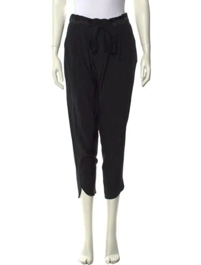 Pre-owned Ulla Johnson Silk Straight Leg Pants In Black