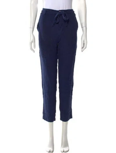 Pre-owned Ulla Johnson Silk Straight Leg Pants In Blue