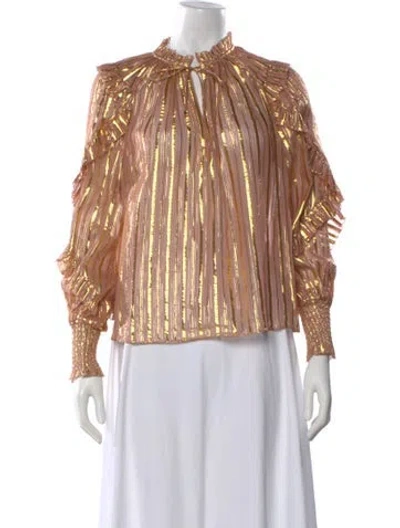 Pre-owned Ulla Johnson Silk Striped Blouse In Multi