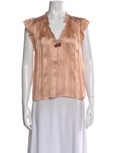 Pre-owned Ulla Johnson Silk Striped Blouse In Pink