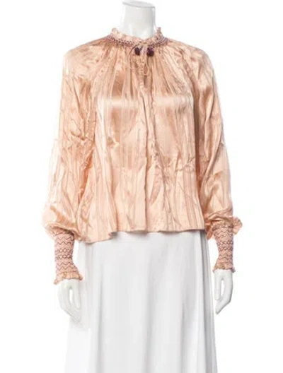Pre-owned Ulla Johnson Silk Striped Blouse In Pink
