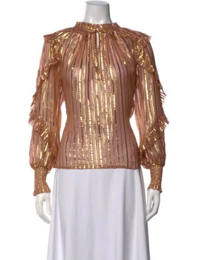 Pre-owned Ulla Johnson Silk Striped Blouse In Pink