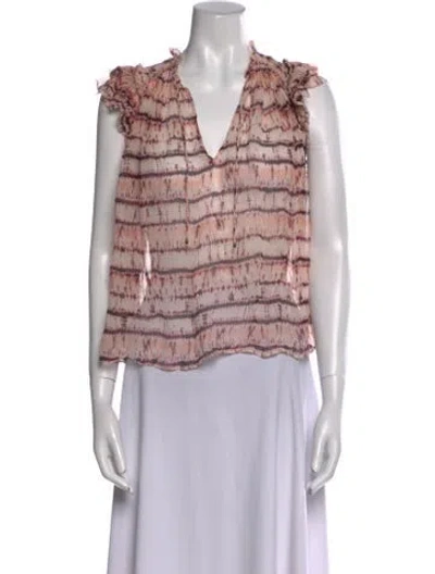 Pre-owned Ulla Johnson Silk Striped Top In Pink
