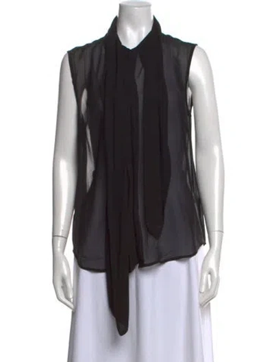 Pre-owned Ulla Johnson Silk Tie Neck Blouse In Black