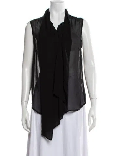 Pre-owned Ulla Johnson Silk Tie Neck Blouse In Black