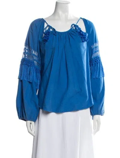 Pre-owned Ulla Johnson Silk Tie Neck Blouse In Blue