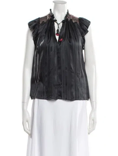 Pre-owned Ulla Johnson Silk Tie Neck Blouse In Multi