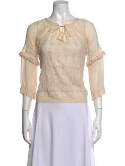 Pre-owned Ulla Johnson Silk Tie Neck Blouse In Neutral